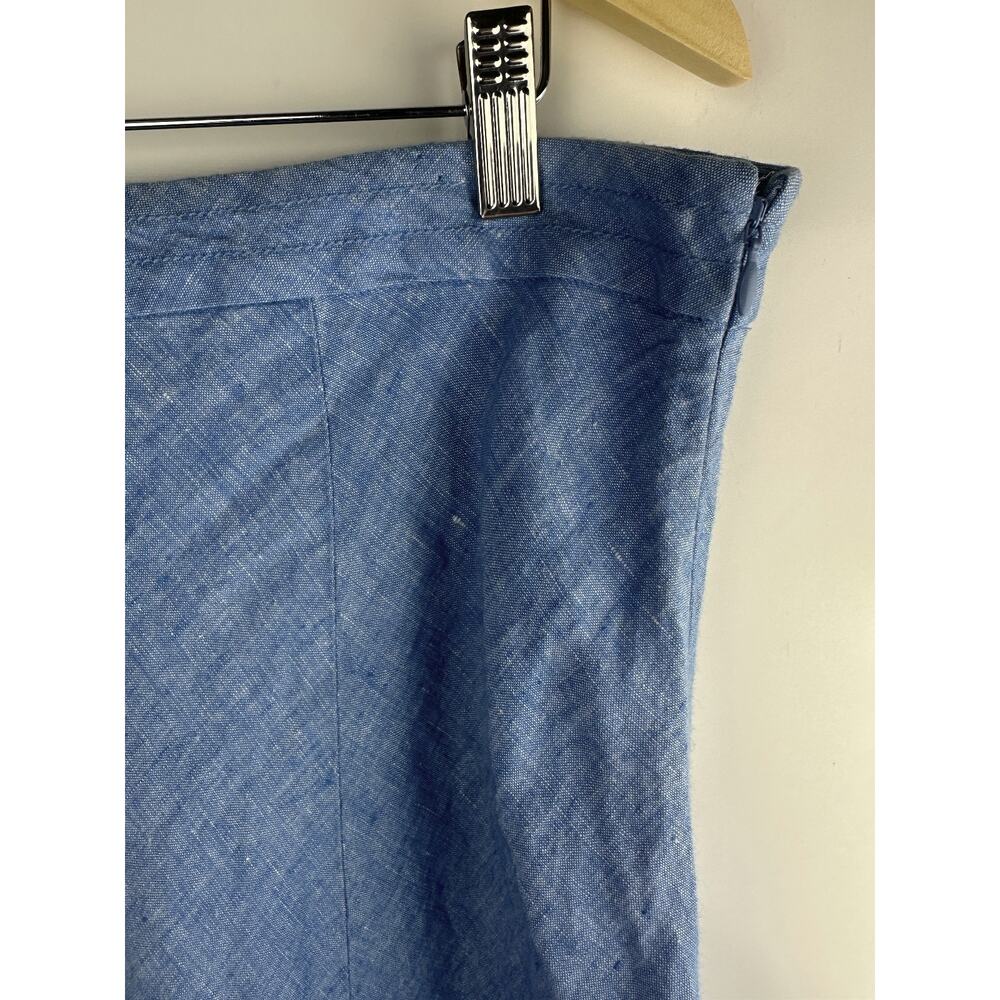 L.L. Bean Linen Classic Fit Blue A-Line Midi Skirt Plus Size 18W Beach Coastal - Picture 5 of 14